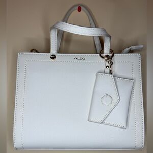 Aldo White Satchel with Gold Accents